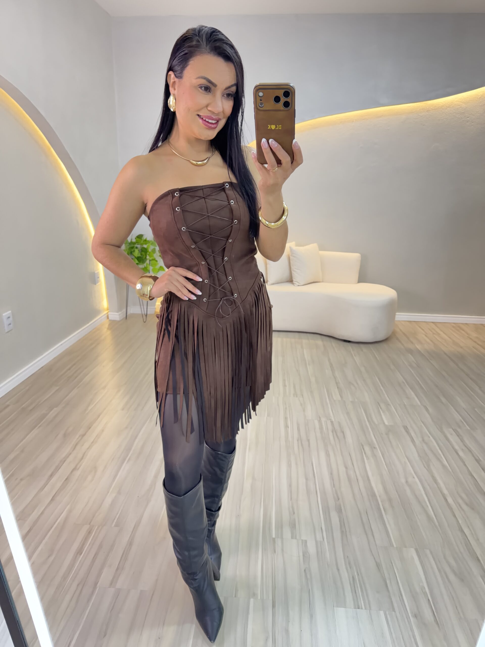 VESTIDO FRANJA SUEDI